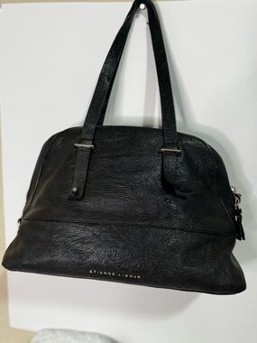 Etienne Aigner Black Leather Shoulder Bag with Dual Straps